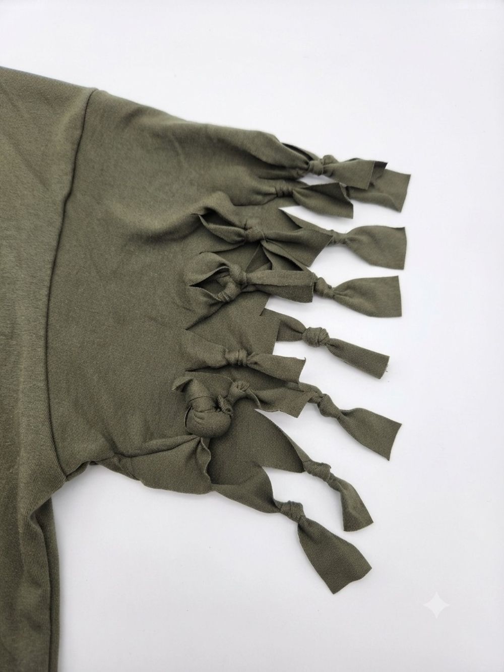 Olive Green Fringe Detail Boho T-Shirt Tee Top XXL NWOT - Picture 4 of 5